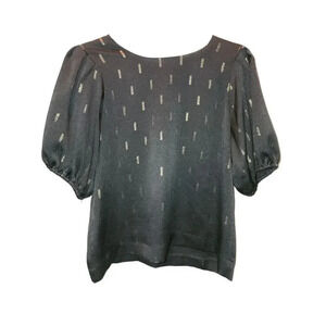 Madewell Metallic Puff-Sleeve Top Size S Women's